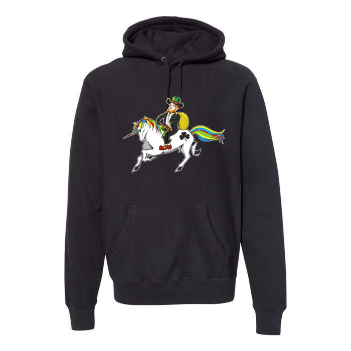 Funny St Patricks Day Leprechaun Unicorn St Paddys Gift Cool Gift Premium Hoodie