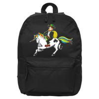 Funny St Patricks Day Leprechaun Unicorn St Paddys Gift Cool Gift 16 in Basic Backpack