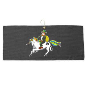 Funny St Patricks Day Leprechaun Unicorn St Paddys Gift Cool Gift Large Microfiber Waffle Golf Towel