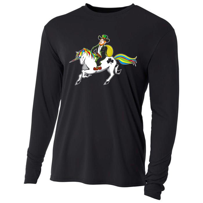 Funny St Patricks Day Leprechaun Unicorn St Paddys Gift Cool Gift Cooling Performance Long Sleeve Crew