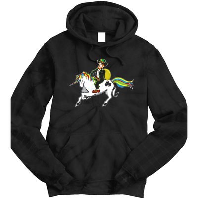 Funny St Patricks Day Leprechaun Unicorn St Paddys Gift Cool Gift Tie Dye Hoodie