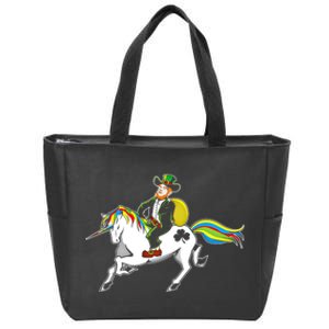 Funny St Patricks Day Leprechaun Unicorn St Paddys Gift Cool Gift Zip Tote Bag