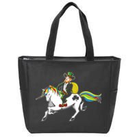 Funny St Patricks Day Leprechaun Unicorn St Paddys Gift Cool Gift Zip Tote Bag