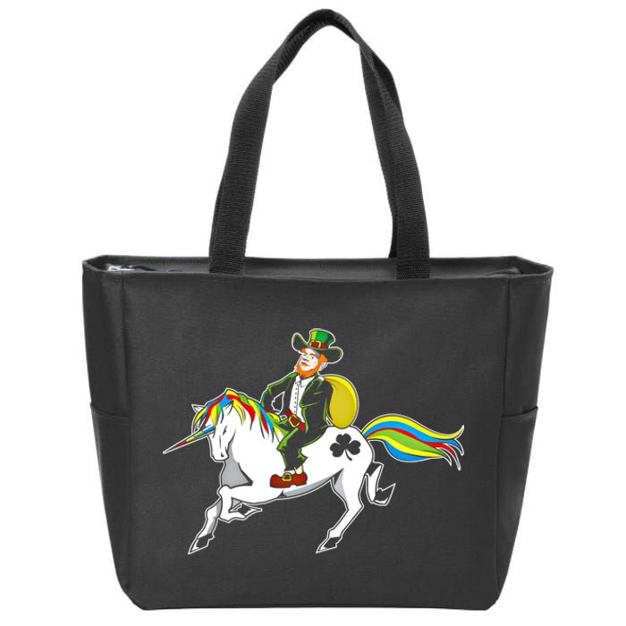 Funny St Patricks Day Leprechaun Unicorn St Paddys Gift Cool Gift Zip Tote Bag