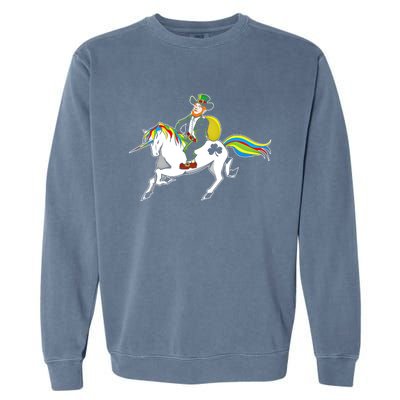 Funny St Patricks Day Leprechaun Unicorn St Paddys Gift Cool Gift Garment-Dyed Sweatshirt