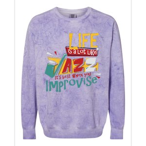 Funny Sax Player Gifts Jazz Music Saxophone Colorblast Crewneck Sweatshirt