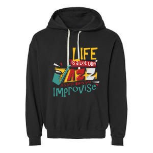 Funny Sax Player Gifts Jazz Music Saxophone Garment-Dyed Fleece Hoodie