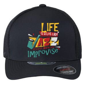 Funny Sax Player Gifts Jazz Music Saxophone Flexfit Unipanel Trucker Cap