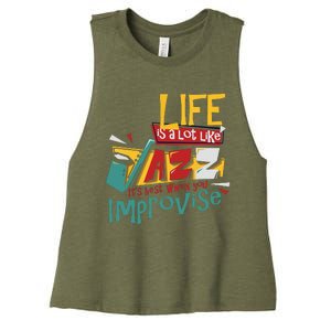 Funny Sax Player Gifts Jazz Music Saxophone Women's Racerback Cropped Tank