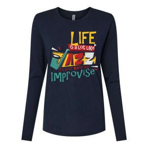 Funny Sax Player Gifts Jazz Music Saxophone Womens Cotton Relaxed Long Sleeve T-Shirt