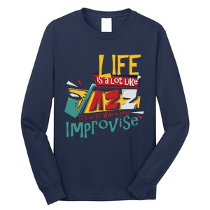 Funny Sax Player Gifts Jazz Music Saxophone Long Sleeve Shirt