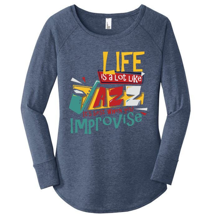 Funny Sax Player Gifts Jazz Music Saxophone Women's Perfect Tri Tunic Long Sleeve Shirt