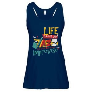 Funny Sax Player Gifts Jazz Music Saxophone Ladies Essential Flowy Tank