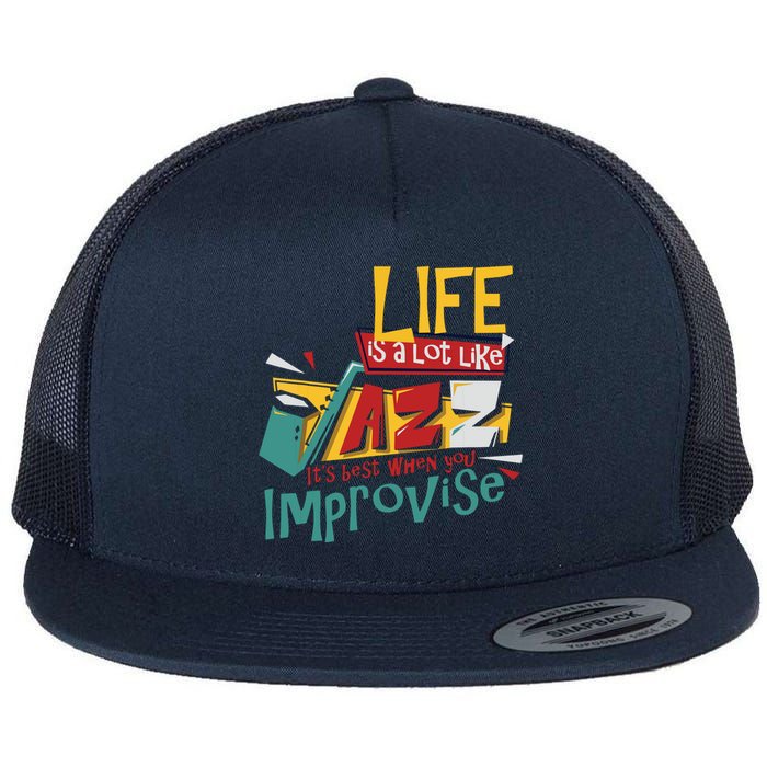 Funny Sax Player Gifts Jazz Music Saxophone Flat Bill Trucker Hat