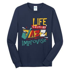 Funny Sax Player Gifts Jazz Music Saxophone Tall Long Sleeve T-Shirt