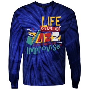 Funny Sax Player Gifts Jazz Music Saxophone Tie-Dye Long Sleeve Shirt