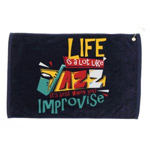 Funny Sax Player Gifts Jazz Music Saxophone Grommeted Golf Towel