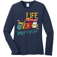 Funny Sax Player Gifts Jazz Music Saxophone Ladies Long Sleeve Shirt