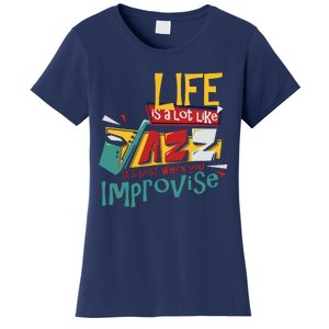 Funny Sax Player Gifts Jazz Music Saxophone Women's T-Shirt