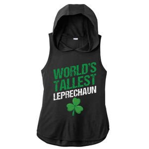 Funny Saint Patrick's Day World's Tallest Leprechaun Ladies PosiCharge Tri-Blend Wicking Draft Hoodie Tank