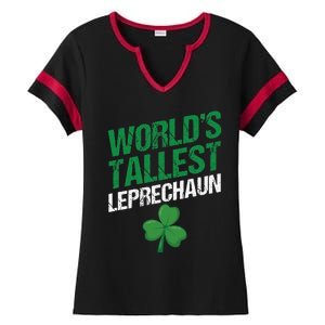 Funny Saint Patrick's Day World's Tallest Leprechaun Ladies Halftime Notch Neck Tee