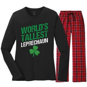 Funny Saint Patrick's Day World's Tallest Leprechaun Women's Long Sleeve Flannel Pajama Set 