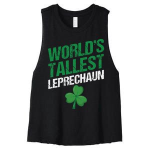 Funny Saint Patrick's Day World's Tallest Leprechaun Women's Racerback Cropped Tank