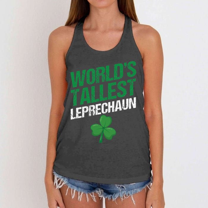 Funny Saint Patrick's Day World's Tallest Leprechaun Women's Knotted Racerback Tank