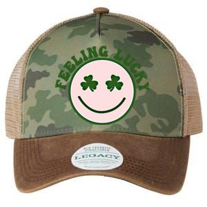 Funny St Patrick Day Feeling Lucky Meme Smile Face Trendy Gift Legacy Tie Dye Trucker Hat