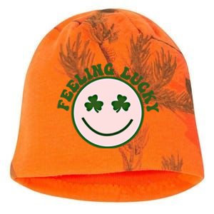 Funny St Patrick Day Feeling Lucky Meme Smile Face Trendy Gift Kati - Camo Knit Beanie