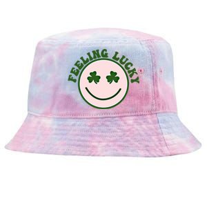 Funny St Patrick Day Feeling Lucky Meme Smile Face Trendy Gift Tie-Dyed Bucket Hat