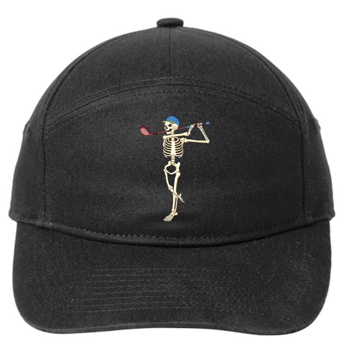 Funny Skeleton Playing Golf Halloween Costume Boy 7-Panel Snapback Hat