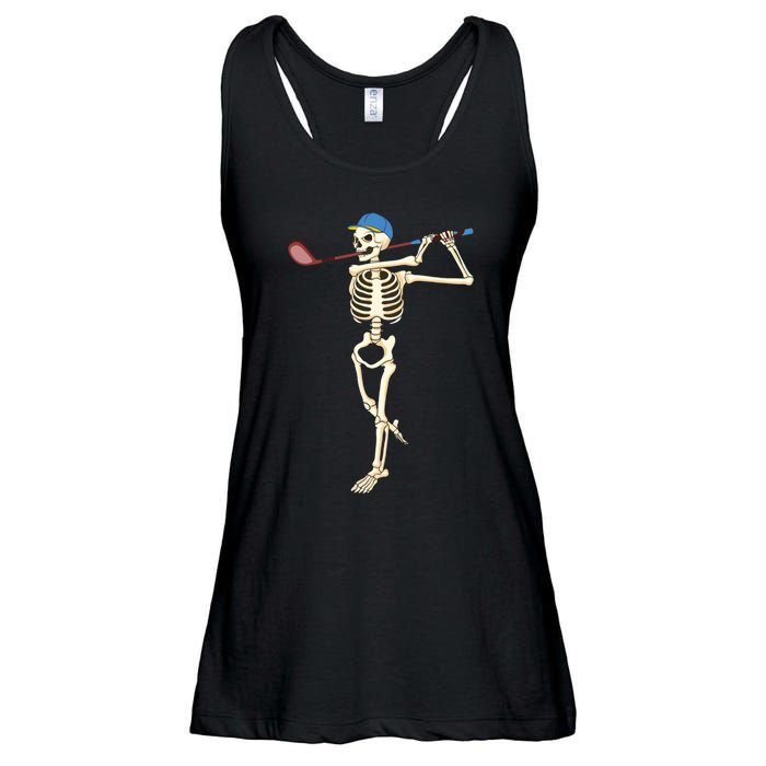 Funny Skeleton Playing Golf Halloween Costume Boy Ladies Essential Flowy Tank