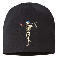 Funny Skeleton Playing Golf Halloween Costume Boy Sustainable Beanie