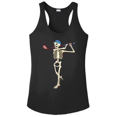 Funny Skeleton Playing Golf Halloween Costume Boy Ladies PosiCharge Competitor Racerback Tank