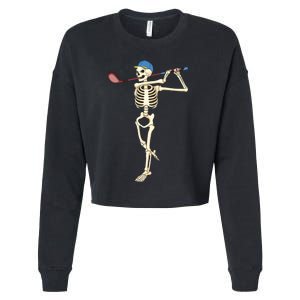 Funny Skeleton Playing Golf Halloween Costume Boy Cropped Pullover Crew