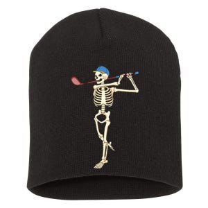 Funny Skeleton Playing Golf Halloween Costume Boy Short Acrylic Beanie