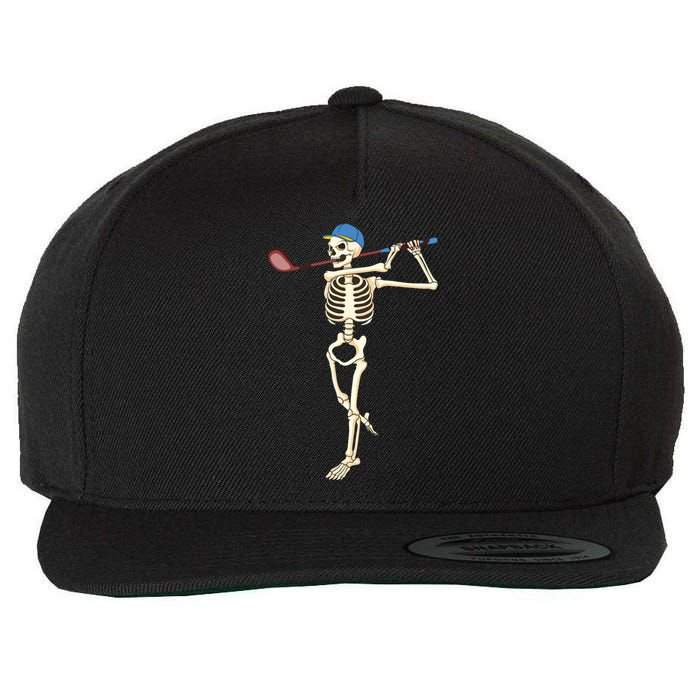 Funny Skeleton Playing Golf Halloween Costume Boy Wool Snapback Cap