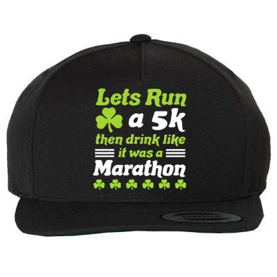 Funny St Patricks Day Running Let's Run 5k St Patricks Day Gift Wool Snapback Cap