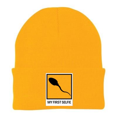 Funny Sperm Picture Quote My First Selfie Design Sperm Cool Knit Cap Winter Beanie