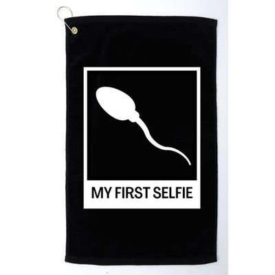 Funny Sperm Picture Quote My First Selfie Design Sperm Cool Platinum Collection Golf Towel