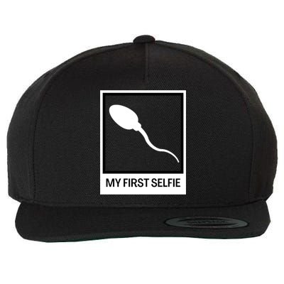 Funny Sperm Picture Quote My First Selfie Design Sperm Cool Wool Snapback Cap