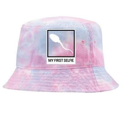 Funny Sperm Picture Quote My First Selfie Design Sperm Cool Tie-Dyed Bucket Hat