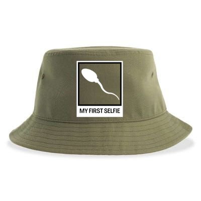 Funny Sperm Picture Quote My First Selfie Design Sperm Cool Sustainable Bucket Hat