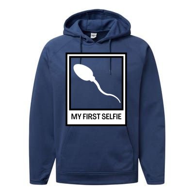 Funny Sperm Picture Quote My First Selfie Design Sperm Cool Performance Fleece Hoodie