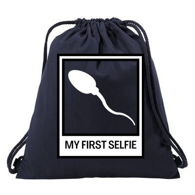 Funny Sperm Picture Quote My First Selfie Design Sperm Cool Drawstring Bag