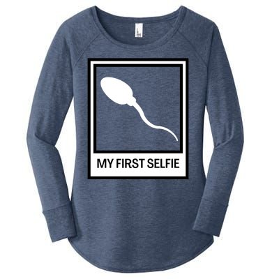 Funny Sperm Picture Quote My First Selfie Design Sperm Cool Women's Perfect Tri Tunic Long Sleeve Shirt