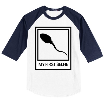 Funny Sperm Picture Quote My First Selfie Design Sperm Cool Baseball Sleeve Shirt