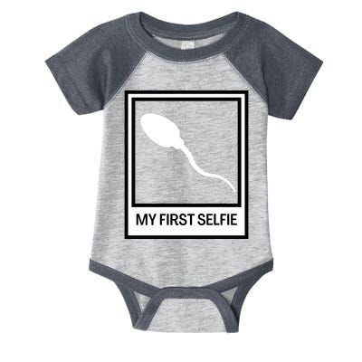 Funny Sperm Picture Quote My First Selfie Design Sperm Cool Infant Baby Jersey Bodysuit