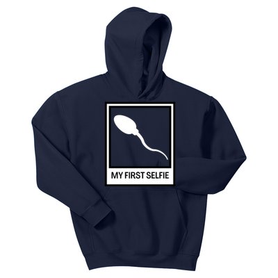 Funny Sperm Picture Quote My First Selfie Design Sperm Cool Kids Hoodie